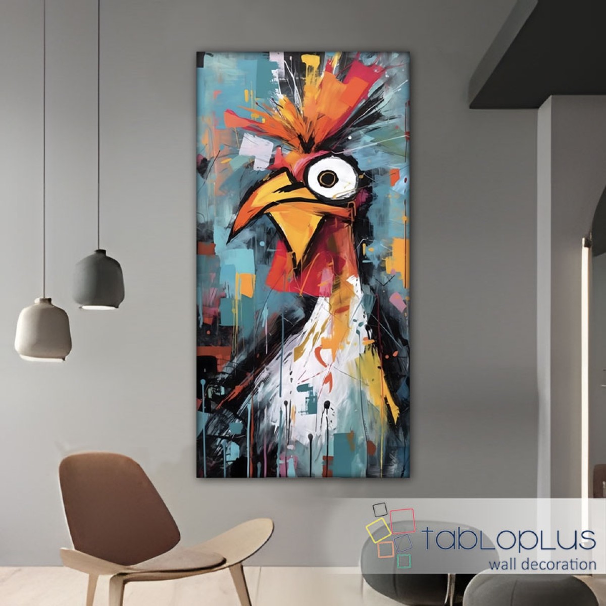 Abstract Bald Ibis Textured Partial Oil Painting - Wall Art